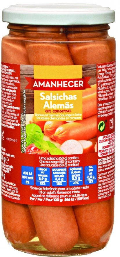 Salsicha Amanhecer Alemã 5 unid 250 gr