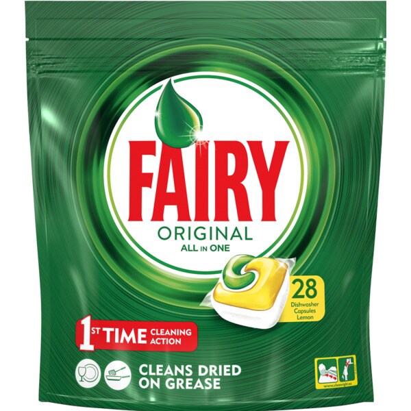 Detergente Loiça P/Máquina Fairy de Limão 28 Unid