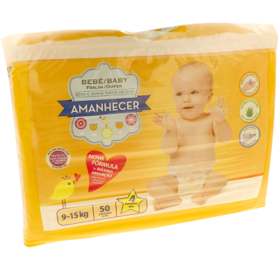 Fraldas Amanhecer Tamanho 4 (9-15 Kg) 50 Unid