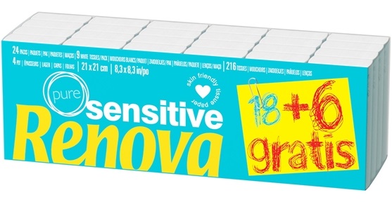 Lenços De Papel Renova Sensitive Branco 18+6 Und